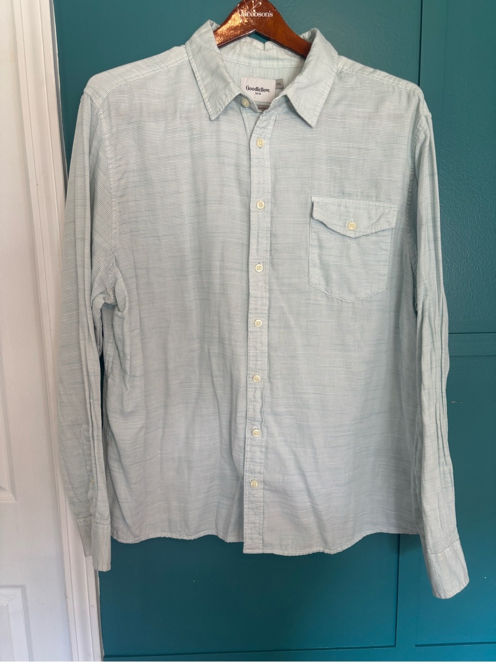 Goodfellow & Co Light Mint Green Button-Down Shirt 100% Cotton Size XXL